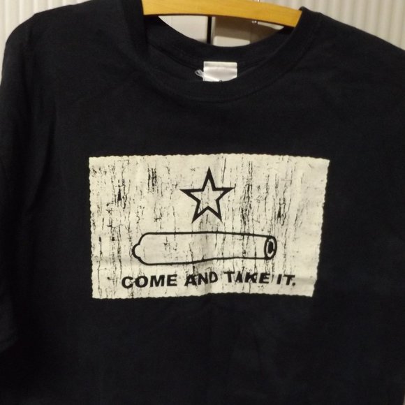 UNISEX, BLACK "COME AND TAKE IT" SSHORT SLEEVE T-SHIRT, - Picture 1 of 3